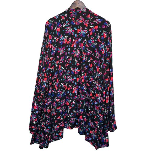 Woman Within Open Cardigan Women Size 4X Black Multicolor Long Sleeve Floral - Picture 6 of 12
